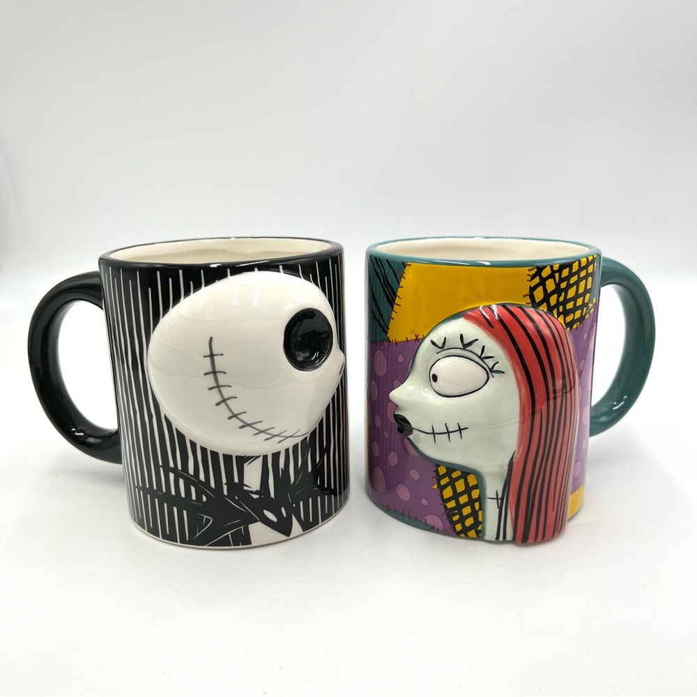 Nightmare Before Christmas Jack & Sally Misfit Love Coffee Mugs Set Of 2 Disney